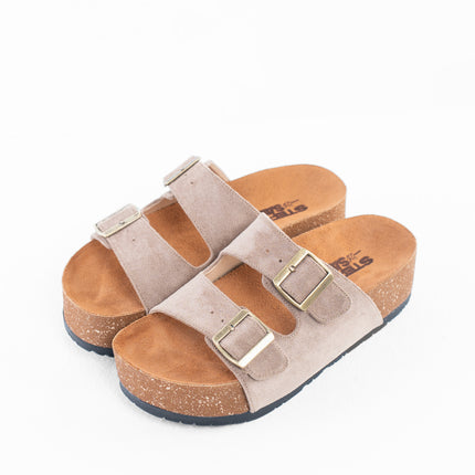 Double Buckle Platform Sandals - Coffe