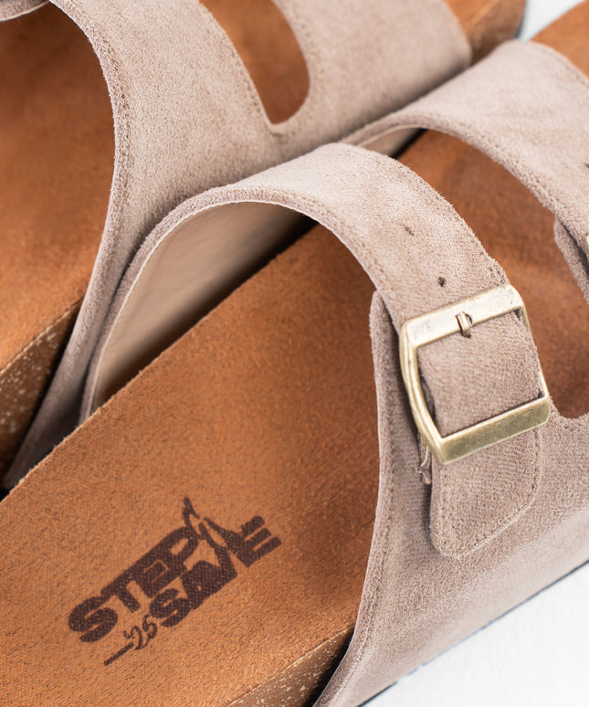 Double Buckle Platform Sandals - Coffe