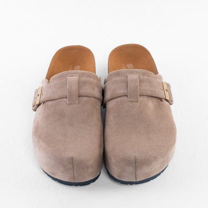 Suede Platform Clogs - coffe