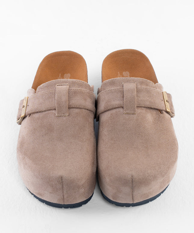 Suede Platform Clogs - coffe