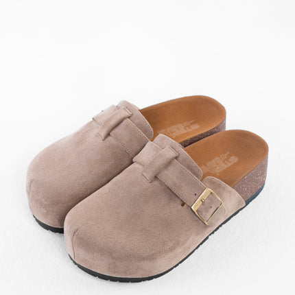 Suede Platform Clogs - coffe