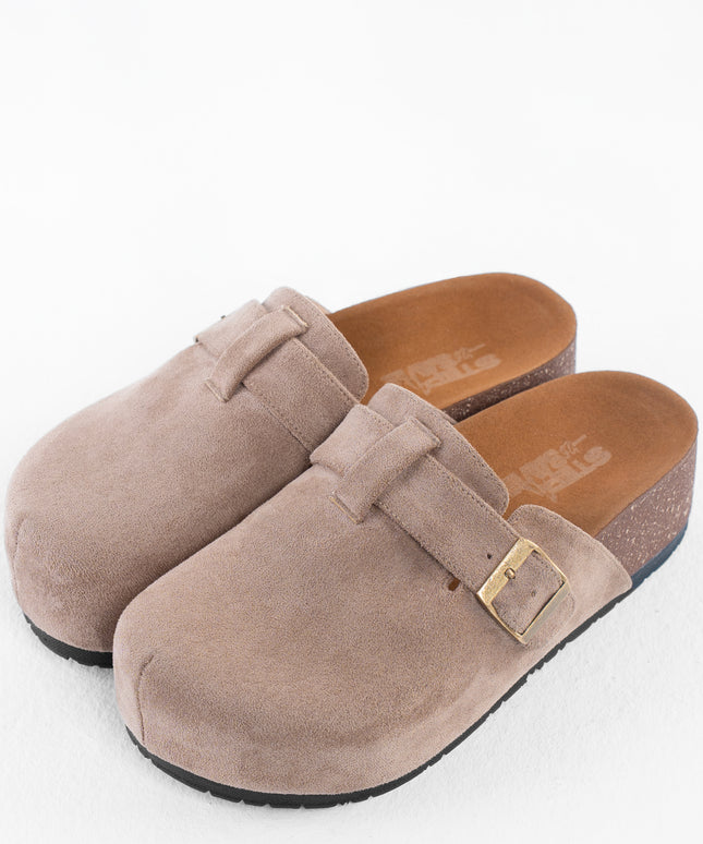 Suede Platform Clogs - coffe