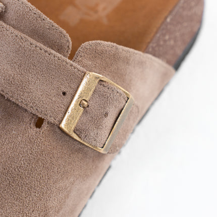 Suede Platform Clogs - coffe
