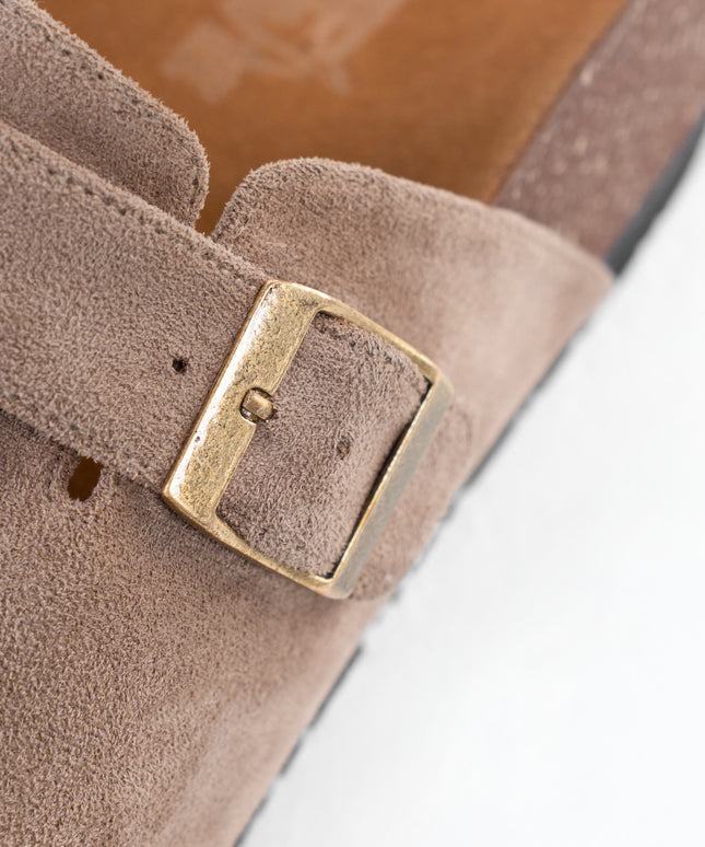 Suede Platform Clogs - coffe