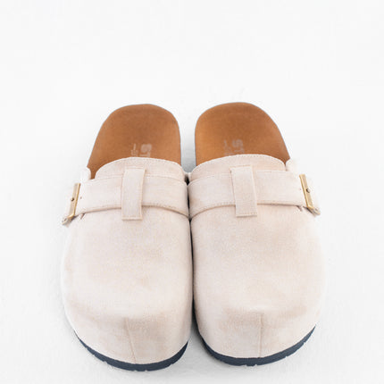 Suede Platform Clogs - Beige