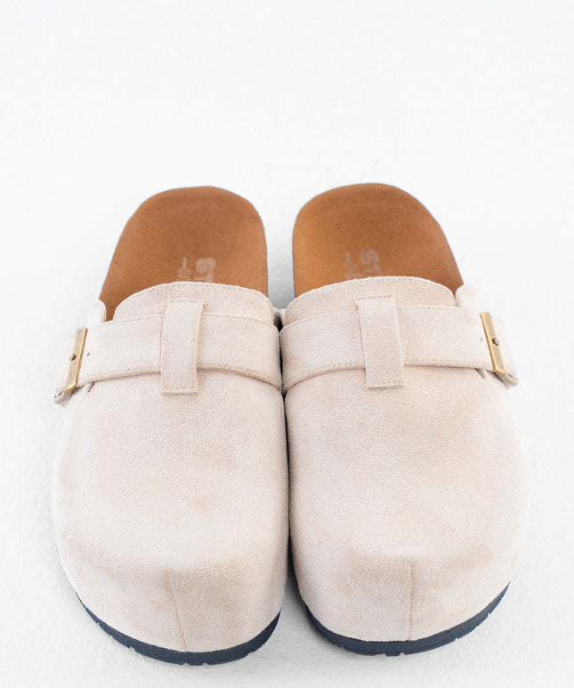Suede Platform Clogs - Beige