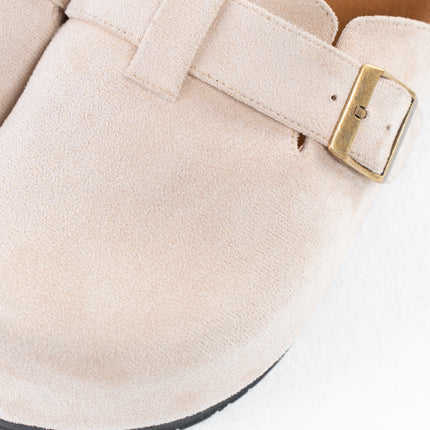 Suede Platform Clogs - Beige