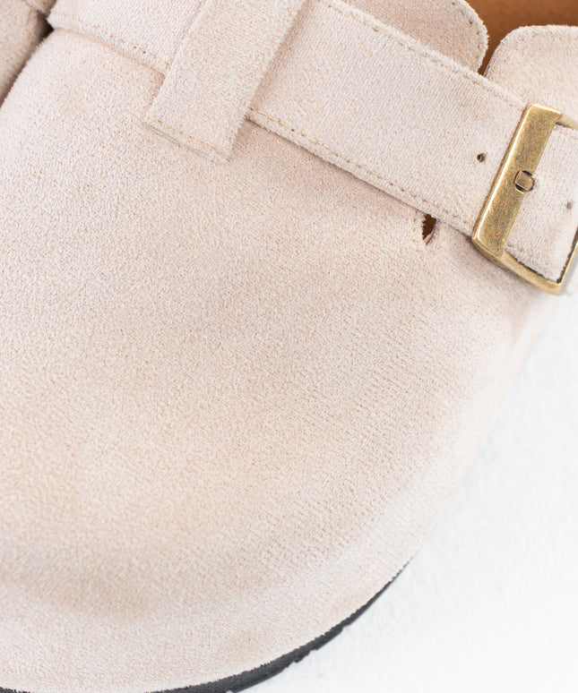 Suede Platform Clogs - Beige