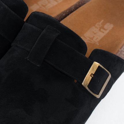 Suede Platform Clogs - Black