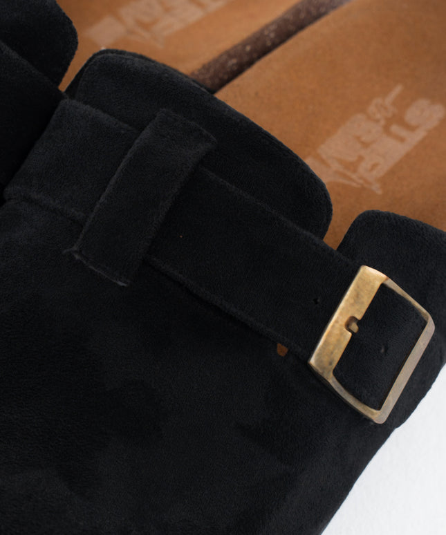 Suede Platform Clogs - Black