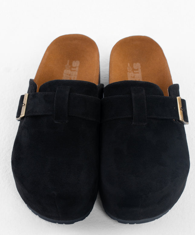 Suede Platform Clogs - Black