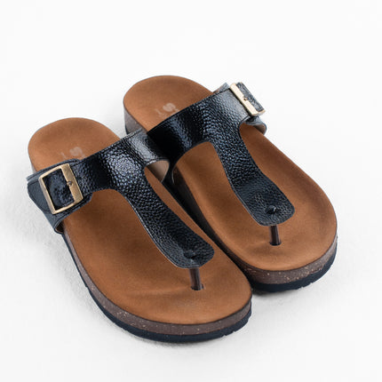 Shimmer Glide Sandals - Black