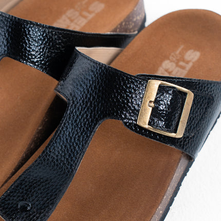 Shimmer Glide Sandals - Black