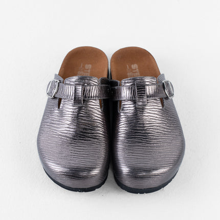Metallic Platform Clogs - Gray