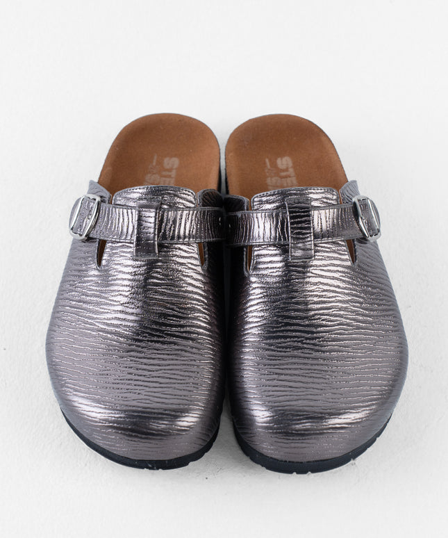 Metallic Platform Clogs - Gray