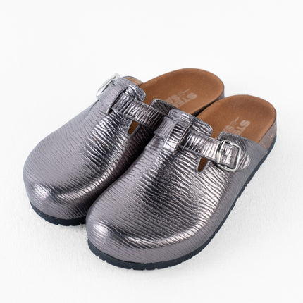 Metallic Platform Clogs - Gray