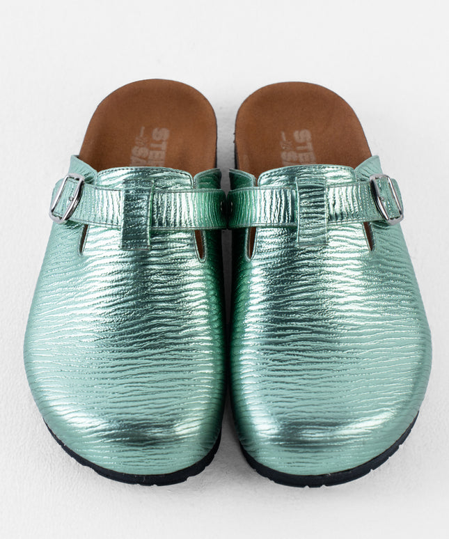 Metallic Platform Clogs - Green