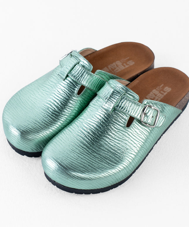 Metallic Platform Clogs - Green