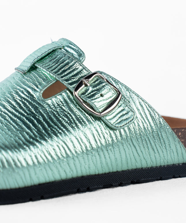 Metallic Platform Clogs - Green