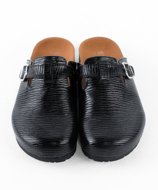Metallic Platform Clogs - Black