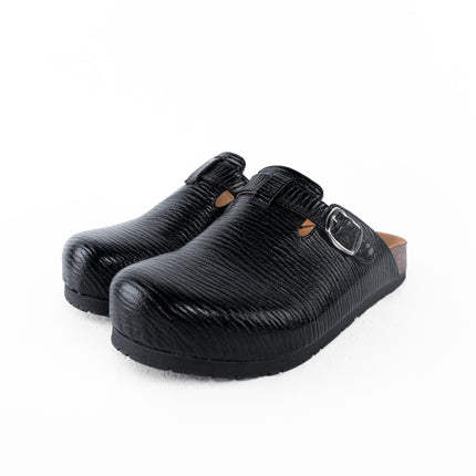 Metallic Platform Clogs - Black