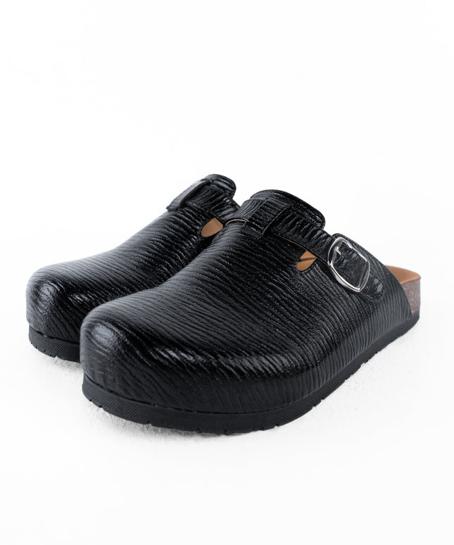 Metallic Platform Clogs - Black