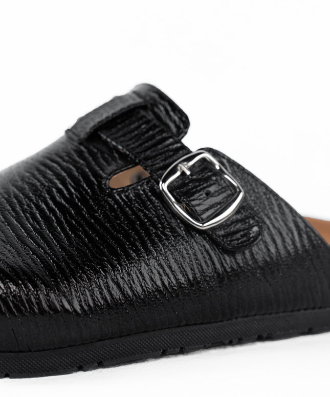 Metallic Platform Clogs - Black