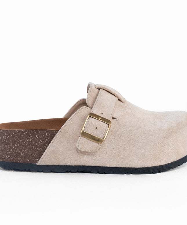 Suede Platform Clogs - Beige