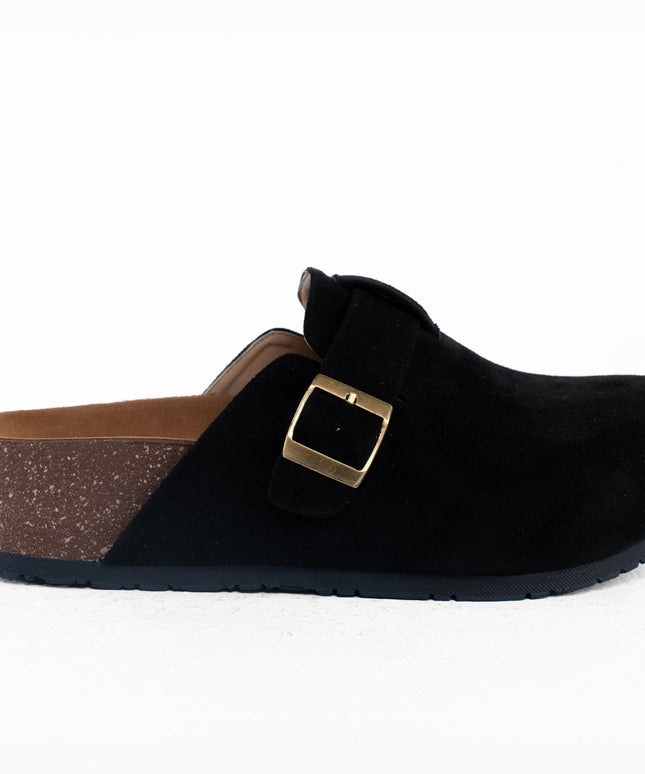 Suede Platform Clogs - Black