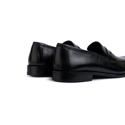 Plain Leather Monk Strap - Black