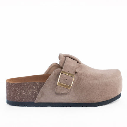 Suede Platform Clogs - coffe