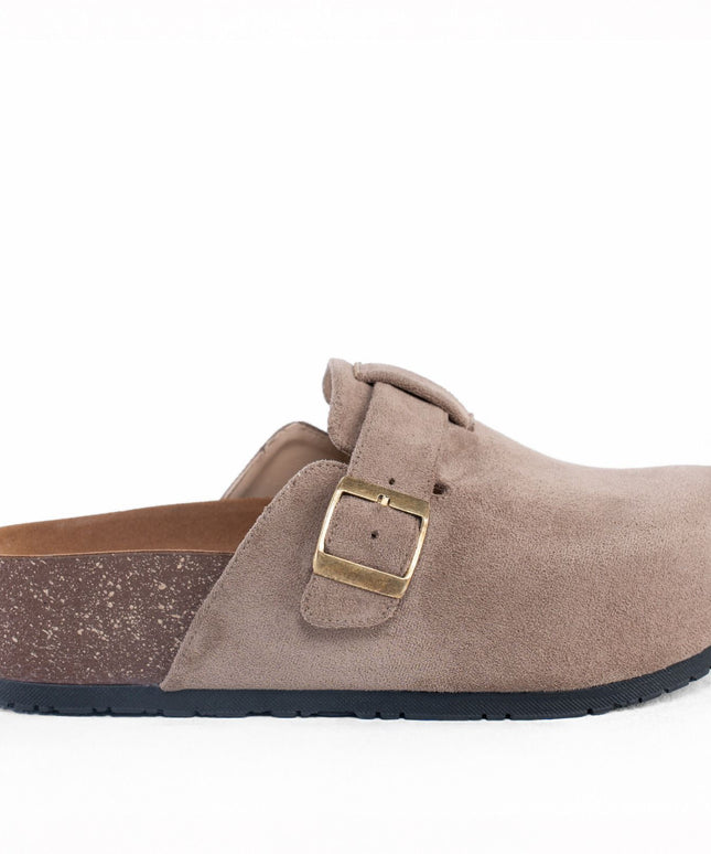 Suede Platform Clogs - coffe