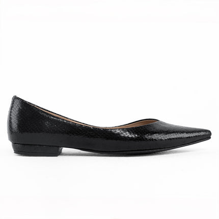 Textured Pointed Ballet Flats - Black